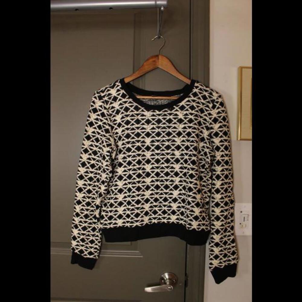 F21 Black and White Geometric Sweater